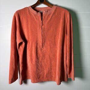 SPA BY CHICOS SIZE 3 1/2 ZIP Shirt Terry Cloth Terra Cotta